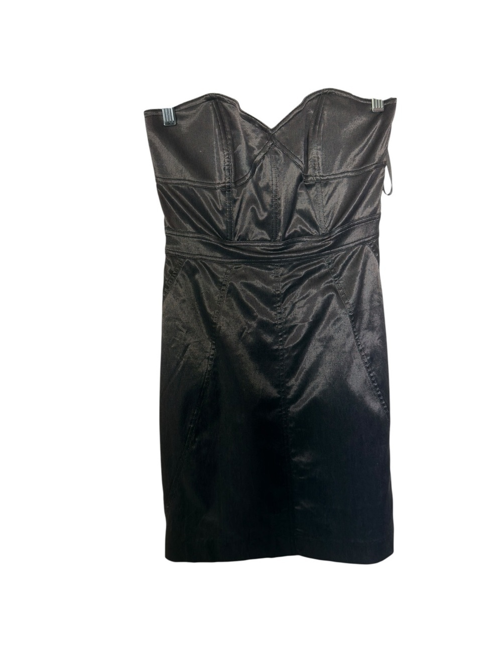 PAIGE Strapless Black Satin Sheath Dress - Picture 2 of 6